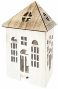 Drewniany domek z oświetleniem LED, 17 x 15 x 21,5cm