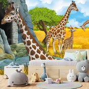 Fototapeta - Rodzina żyraf (196x136 cm)