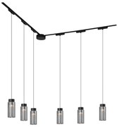 Nowoczesny system oświetlenia szynowego z 6 czarnymi lampami wiszącymi 1-fazowymi - Magnetic Vance