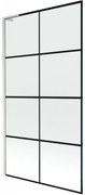 Mexen Next L parawan nawannowy 1-skrzydłowy 100 x 150 cm, czarna kratka, nikiel szczotkowany - 895-100-000-03-77-97