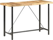 Industrialny stół barowy z surowego drewna mango 150x70x107 cm, 6 miejsc, czarne metalowe nogi