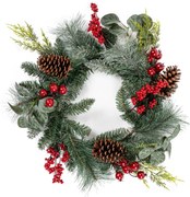 Wieniec świąteczny Berry i Pinecone, czerwony, 45 x 10 x 39 cm