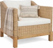 Rattanowy fotel z poduszkami na drewnianej ramie S8-A70