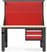 Stół warsztatowy z tablicą perforowaną Logan 150x75x170 cm antracyt/czerwony