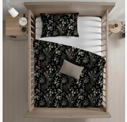 PrzytulneMieszkanie.pl PrzytulneMieszkanie.pl Pościel do łóżeczka z bawełny renforcé FLORWELLA czarna Rozmiar pościeli: 45 x 65 cm | 90 x 140 cm