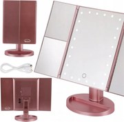 Lusterko PREMIUM Do MAKIJAŻU Powiększające 3X Kosmetyczne PODŚWIETLANE LED