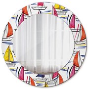 Łódź na jeziorze Lustro dekoracyjne okrągłe