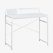 Biurko 100x45 Cm Ze Stali I Drewna Sibila Biała - Sklum