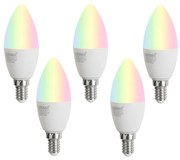 Zestaw 5 ściemnialnych żarówek LED E14 C37 Opal 4,9W 470 lm 2700-6500K