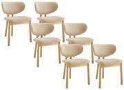 Zestaw 6 krzeseł z tkaniny i drewna kauczukowca - Beżowy - FALDRA