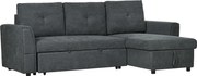 HOMCOM Sofa trzyosobowa z funkcją spania, sofa z chaiselongiem, tapicerowana sofa, ciemnoszara