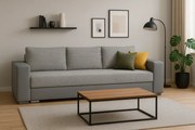 Trzyosobowa, rozkładana sofa, kanapa z funkcją spania i pojemnikiem - KAMILA, Berlin 01 + Dolaro 04, szaro - szary