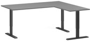Narożne biurko z regulacją wysokości, 180x160 cm, 3 silniki, L/P, czarna podstawa, grafit