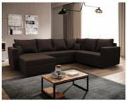 Uniwersalny rozkładany narożnik z pojemnikiem w układzie U SEYA, brązowy