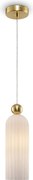 Venesia – lampa wisząca ze szkła mrożonego, ryflowany klosz 35 cm, złota oprawa
