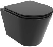 Mexen Rico miska wc Rimless z deską wolnoopadającą slim, duroplast, czarna mat - 30721085