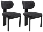 Zestaw 2 krzeseł z tkaniny z bukli i drewna kauczukowego - Czarne - WILANA