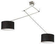 Stalowa lampa wisząca z kloszem 35 cm czarna regulowana 2-światłowa - Blitz Nowoczesny Oswietlenie wewnetrzne