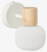 Kinkiet Z Żelaza, Drewna Kauczukowego I Szkła Ekaizy Biała - Sklum