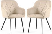 2x Welurowe krzesło tapicerowane pikowane Beżowe DIAMANTE Czarne nogi