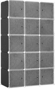 HOMCOM Szafa w Designie Kostek, 2 Duże i 9 Małych Kostek, Plastik, Metal, 111D x 47S x 183W cm, Czarno-Biały