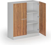 Metalowa szafa z drewnianymi drzwiami, demontowana, 1150 x 1000 x 400 mm, orzech