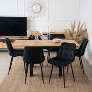 Zestaw Stół Kwadratowy Rozkładany MAX 80-160 cm Dąb Craft/Czarny i 6 Krzeseł Tapicerowanych CHRIS Czarnych Nowoczesnych