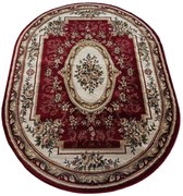 Bordowy dywan owalny w klasycznym stylu T6-H07