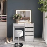 Stół do toalety biały/biały wysoki połysk 89.8x50.1x76 sherry