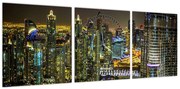 Obraz miasta nocą (z zegarem) (90x30 cm)