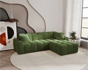 Emporius Napoli narożnik do salonu - gruba pianka, miękki narożnik w nowoczesnym stylu - prawostronny, tkanina aksamitna, zielony (Komodo 61)