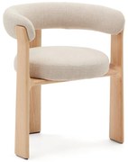 Beżowy/w naturalnym kolorze fotel jadalniany z litego drewna jesionowego z podłokietnikami Granite – Kave Home