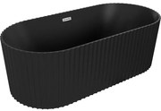Mexen Paola wanna wolnostojąca ryflowana 150 x 75 cm, czarna mat, przelew chrom - 52721507571-01
