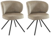 Zestaw 2 obrotowych krzeseł z teksturowanej tkaniny i czarnego metalu - Taupe - LYARO