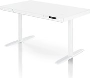 Biurko elektryczne sit-stand z szufladą i ładowarką bezprzewodową Qi białe, 1200 mm: ELLIS