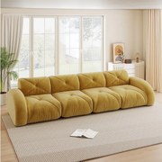 Kanapa 4-osobowa Modułowa z Chenille, Design Minimalistyczny bez Ramy, Głębokie i Majestatyczne Siedzenie - Żółty