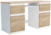 Biurko komputerowe młodzieżowe szkolne 140 cm z półką szufladami REMI2 Biały/Dąb Sonoma