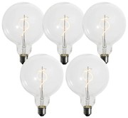 Zestaw 5 ściemnialnych żarówek LED E27 z spiralnym żarnikiem G125 4W 270 lm 2200K