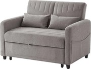 Sofa rozkładany podwójny 114 x 77 x 82,5 cm - oparcie regulowane na trzech poziomach - tkanina bawełniana i lniana - szary