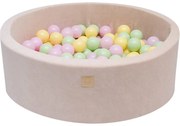 Okrągły Suchy Basen Z Piłeczkami 7cm Dla Dziecka, 90x30cm/250 Piłek, Welurowy, Ecru, Model Spring - Meowbaby®