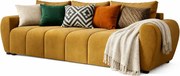 Musztardowa sofa welurowa z pojemnikiem N4-W06