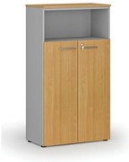 Szafa biurowa kombinowana PRIMO GRAY, drzwi na 3 poziomach, 800 x 420 x 1434 mm, szary/buk