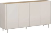 Komoda Elivo 200 cm czterodrzwiowa na nóżkach - kaszmir / dąb olejowany