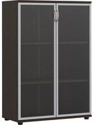 Minimalistyczny regał biurowy z witryną wenge G3-T53