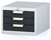 Alfa 3 Kontenerek na narzędzia wiszący do stołów MECHANIC, 3 szuflady, 480 x 600 x 351 mm, antracytowe drzwi