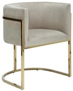 Krzesło PERIA marki Pascal Morabito z podłokietnikami – welur i metal – kolor beżowy i złoty