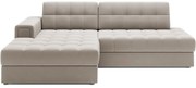 Beżowy aksamitny rozkładany narożnik (lewostronny/z szezlongiem) Blezalt – ELTAP