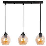 Czarna potrójna lampa wisząca na listwie - 5X Z032 W8-K09