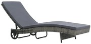 Antracytowy leżak ogrodowy z kółkami L2-C26