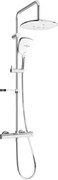 Mexen KX17 zestaw prysznicowy natynkowy z deszczownicą i baterią termostatyczną, chrom/biały - 771501791-02